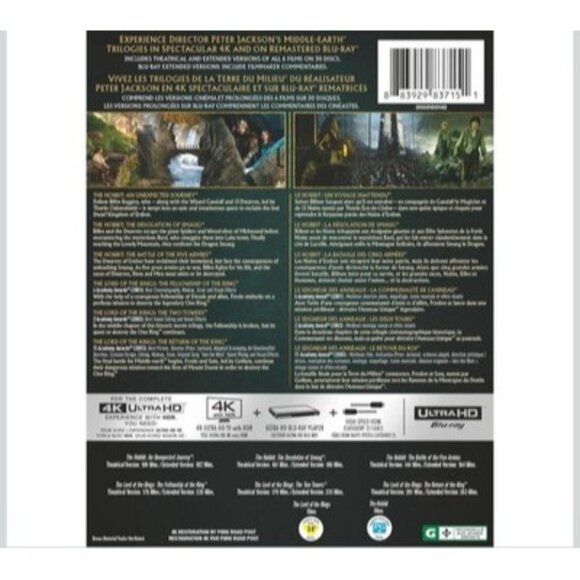 Middle-Earth 6-Film Collection Extended & Theatrical (4K UHD + Blu-ray) *NEW* - Picture 3 of 3